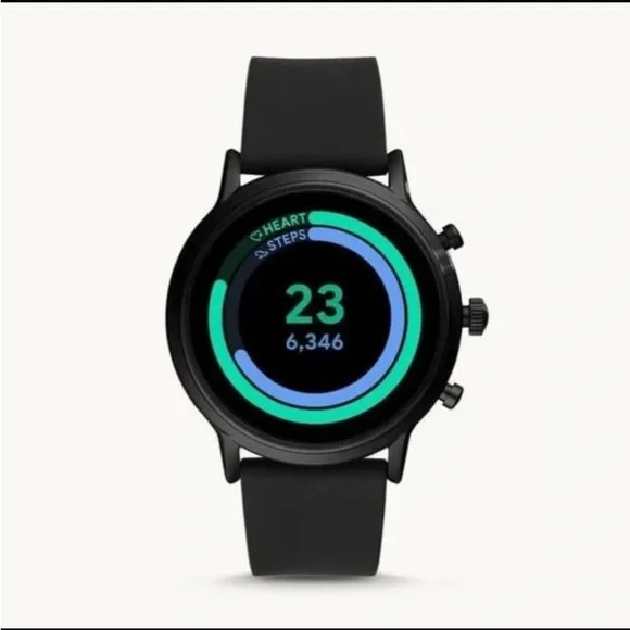 NIB Fossil Gen 5 4mm Black Silicone Black Smartwatch - FTW4025